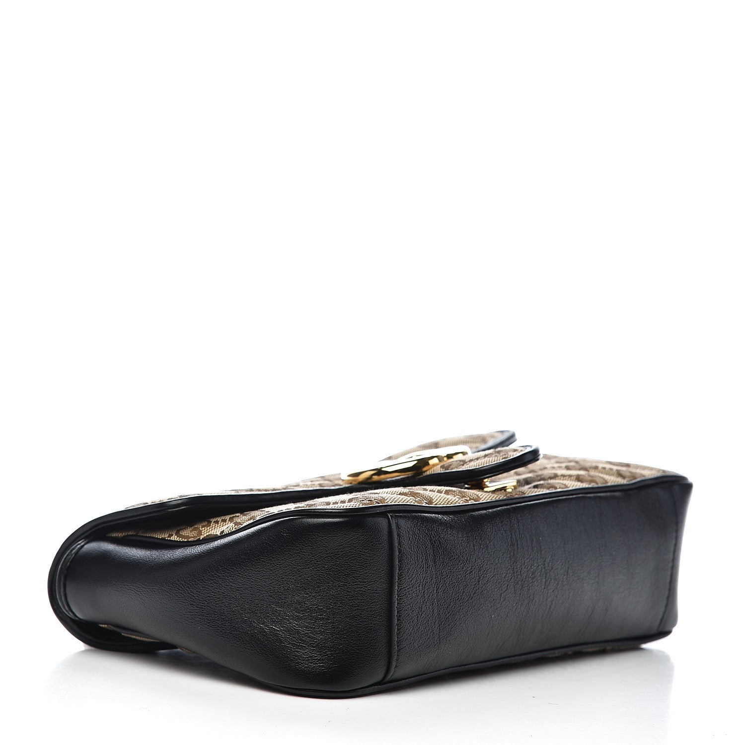 Gucci Monogram Matelasse Diagonal Small GG Marmont Shoulder Bag Beige Black 4 of 14