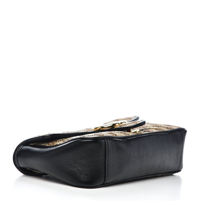 Gucci Monogram Matelasse Diagonal Small GG Marmont Shoulder Bag Beige Black 4 of 14