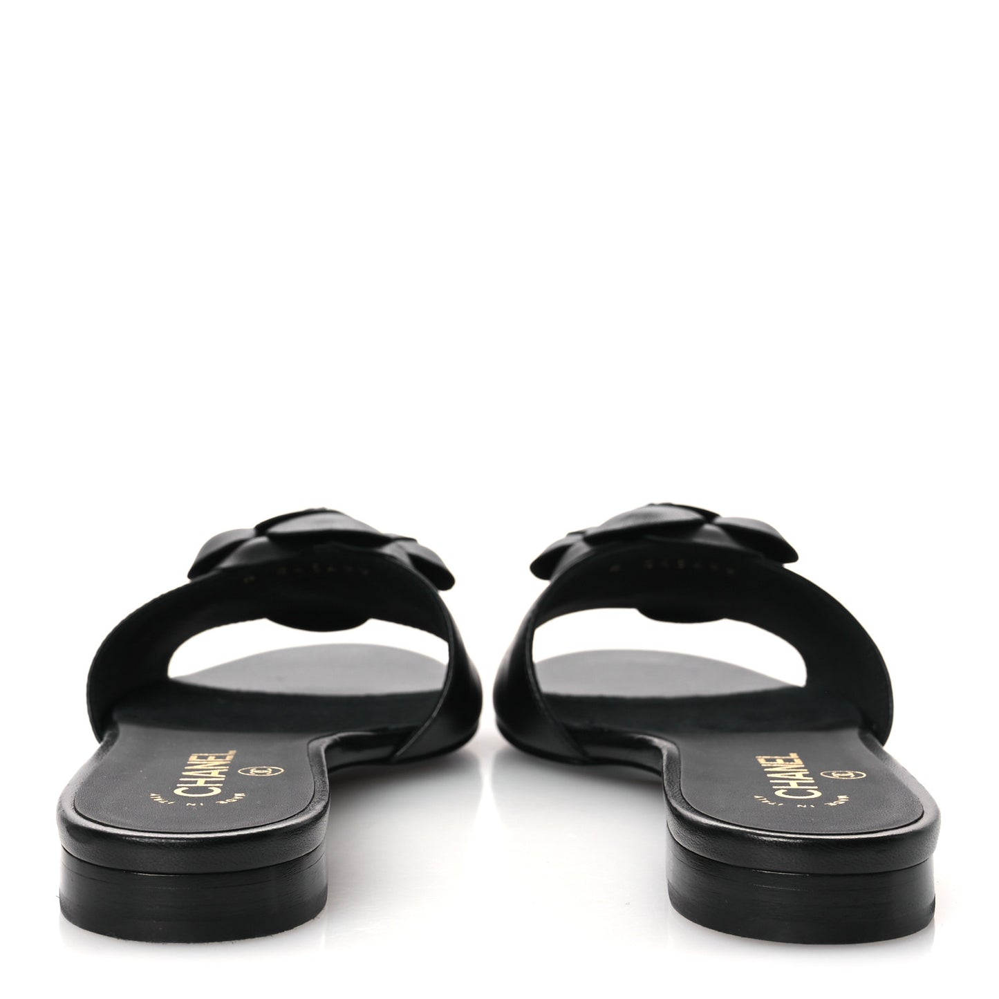 Lambskin Camellia Sandal Mules 37.5 Black