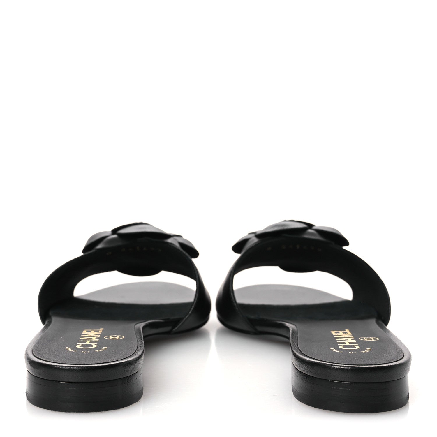 Chanel Lambskin Camellia Sandal Mules 37.5 Black 6 of 11