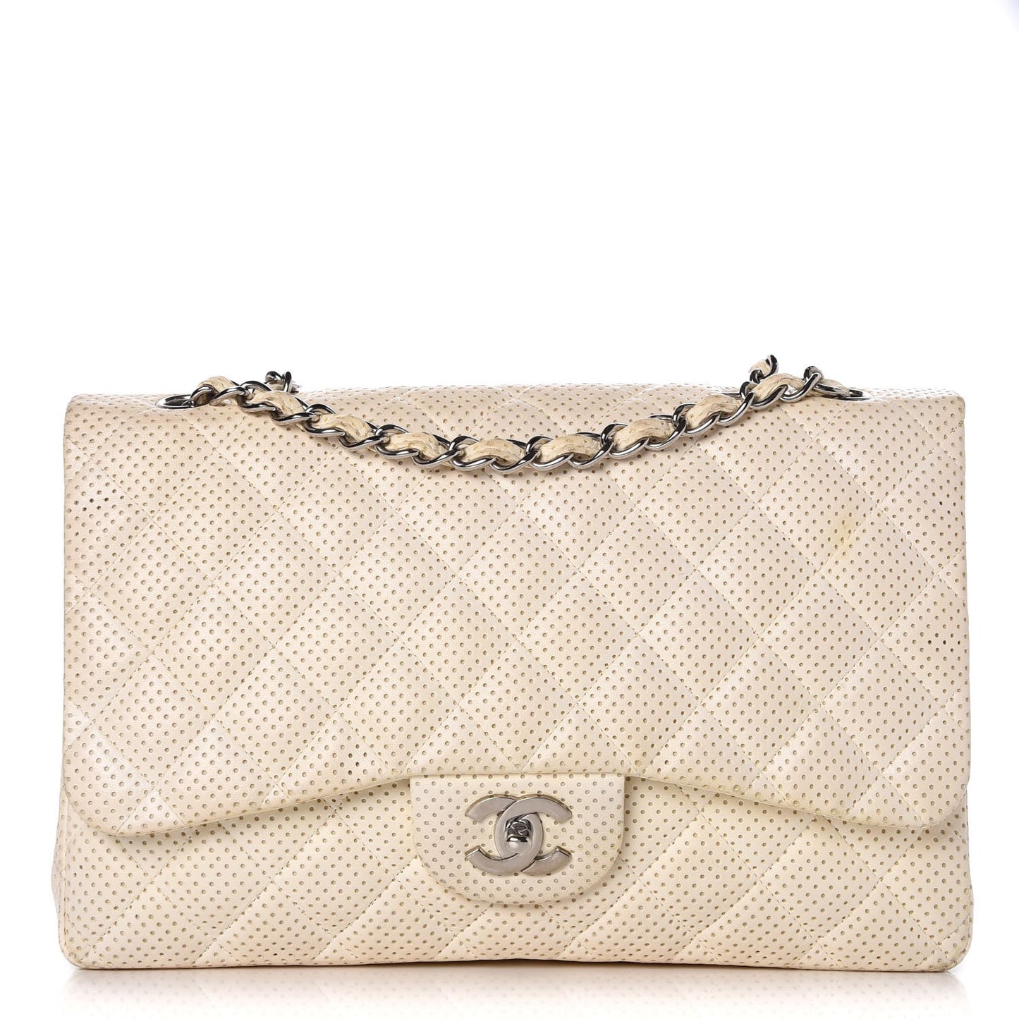 Lambskin Perforated Jumbo Single Flap White