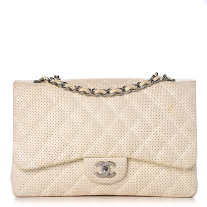 Chanel Lambskin Perforated Jumbo Single Flap White 1 of 15