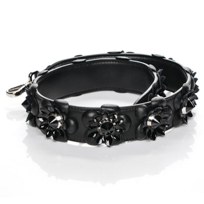 Fendi Vitello Dolce Nappa Patent Flowerland Studded Strap You Black 3 of 5