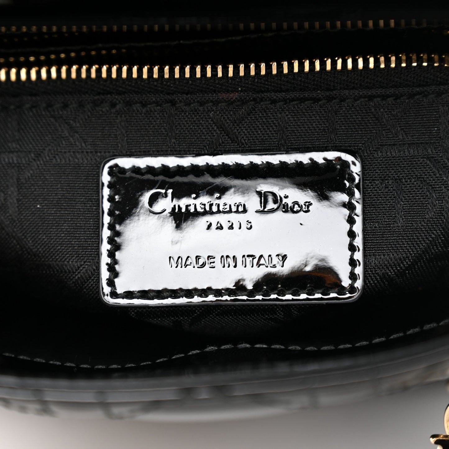 Patent Cannage Mini Lady Dior Black