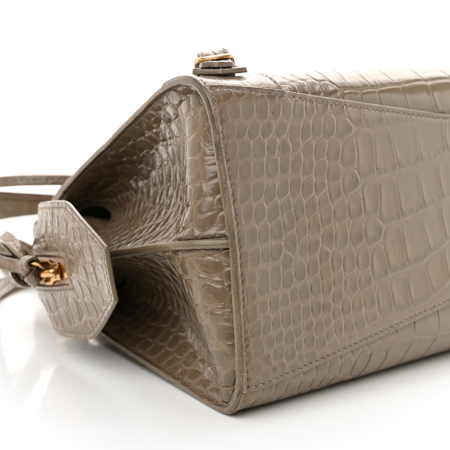 Balenciaga Shiny Supple Calfskin Crocodile Embossed Neo Classic Gold Hardware S City Mink Grey 9 of 10
