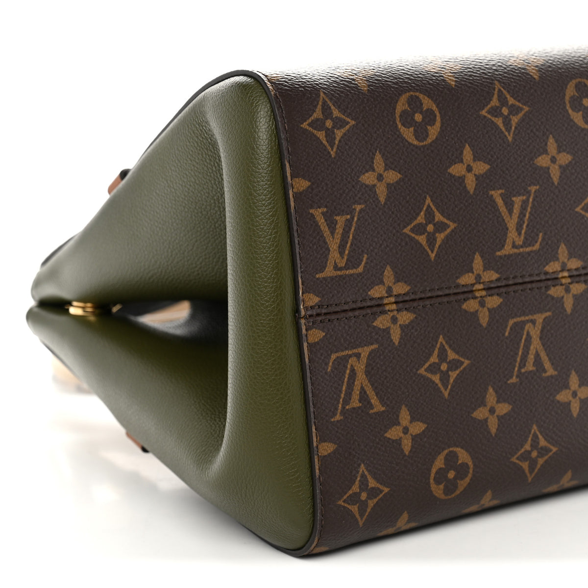 Calfskin Monogram Fold Tote PM Cream Khaki Black