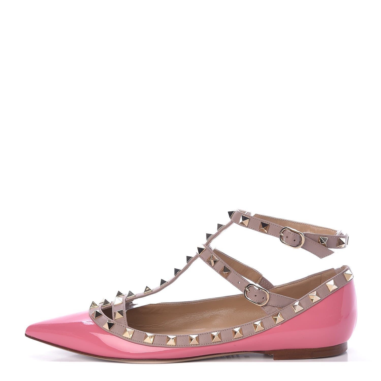 Valentino Garavani Patent Rockstud Cage Ballerina Flats 39 Ninphea Poudre 1 of 9