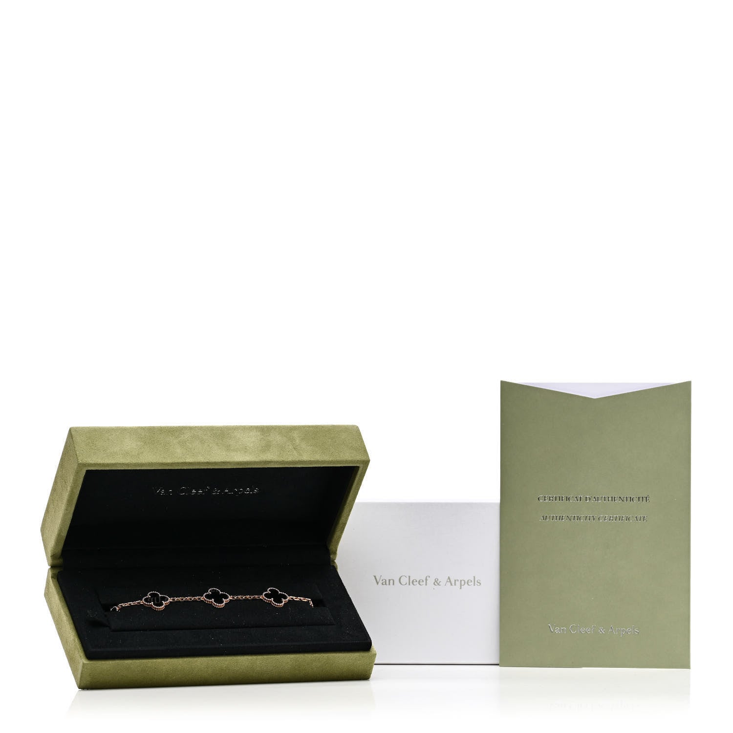 Van Cleef & Arpels VAN CLEEF & ARPELS 18K Yellow Gold Black Onyx 5 Motifs Vintage Alhambra Bracelet 5 of 5