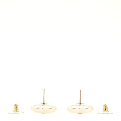 Chanel Pearl Crystal CC Heart Earrings Gold 3 of 4