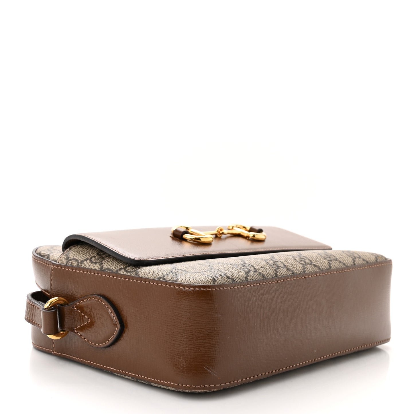 GG Supreme Monogram Small Horsebit 1955 Shoulder Bag Beige Brown Sugar