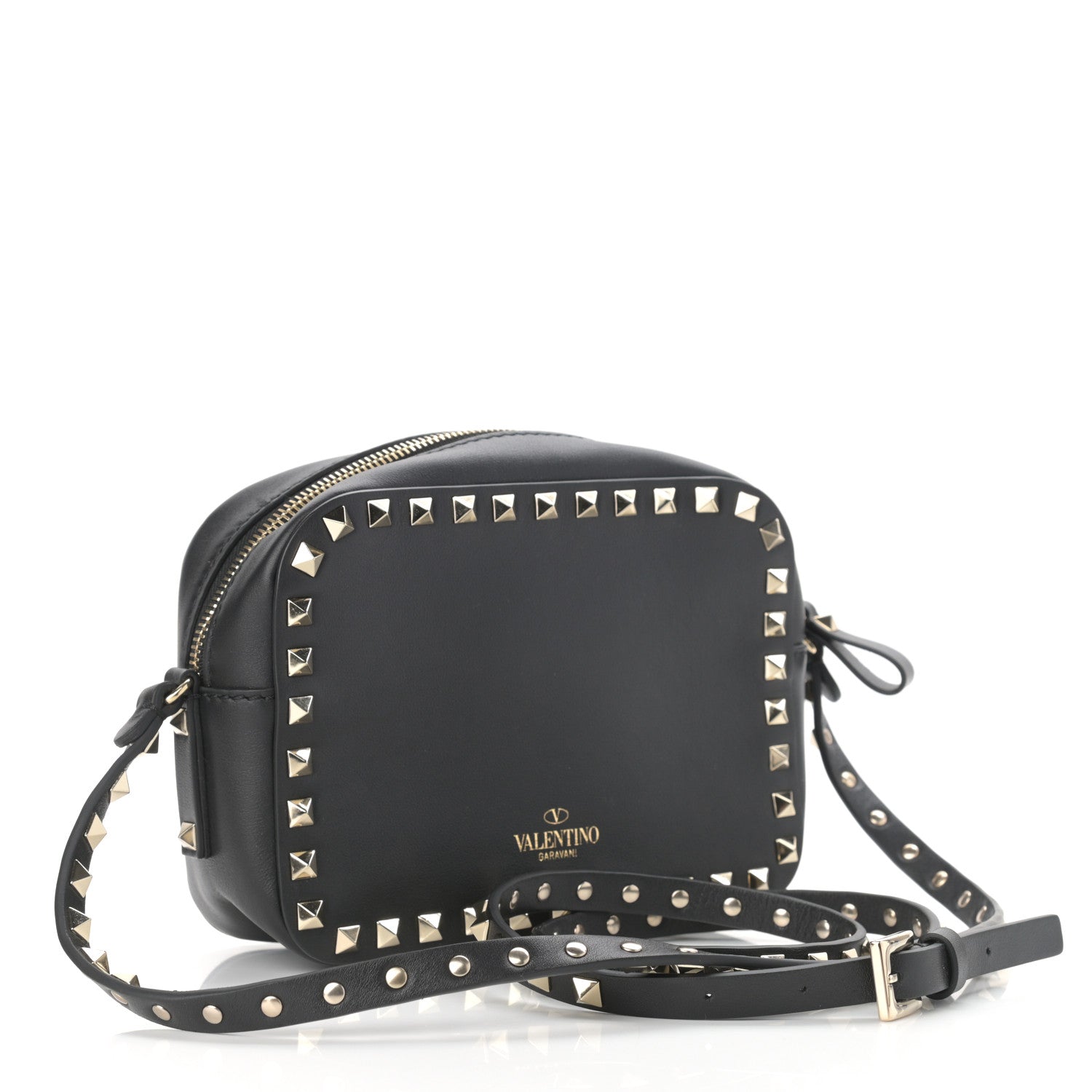 Valentino Garavani Calfskin Rockstud Camera Crossbody Bag Black 3 of 10