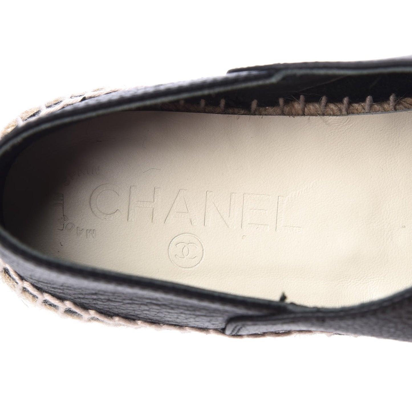 Grained Calfskin CC Espadrilles 39 Black