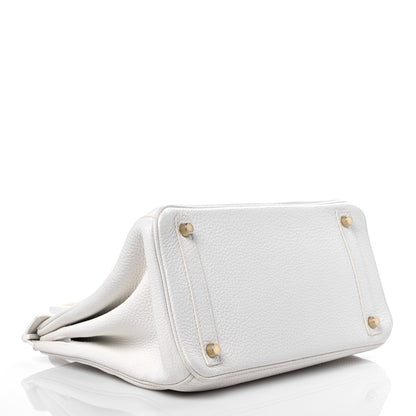 Hermes Taurillon Clemence Birkin 30 White 3 of 14
