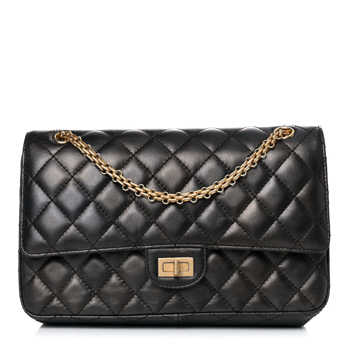 Metallic Calfskin Quilted 2.55 Reissue 226 Flap Charcoal