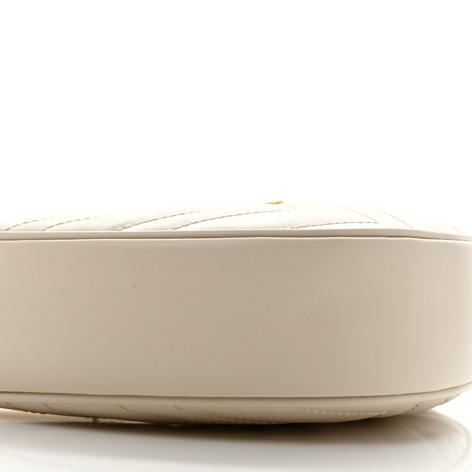 Gucci Calfskin Matelasse Chevron Mini GG Marmont Half Moon Hobo Mystic White 8 of 9