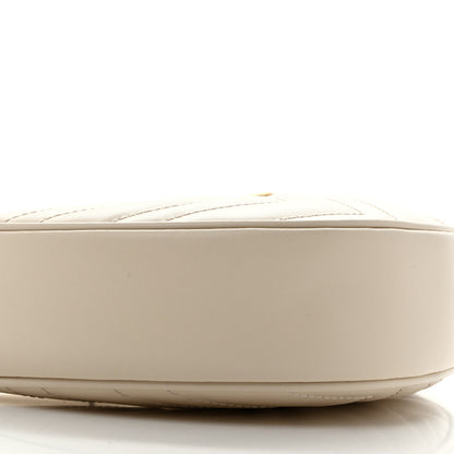 Gucci Calfskin Matelasse Chevron Mini GG Marmont Half Moon Hobo Mystic White 8 of 9