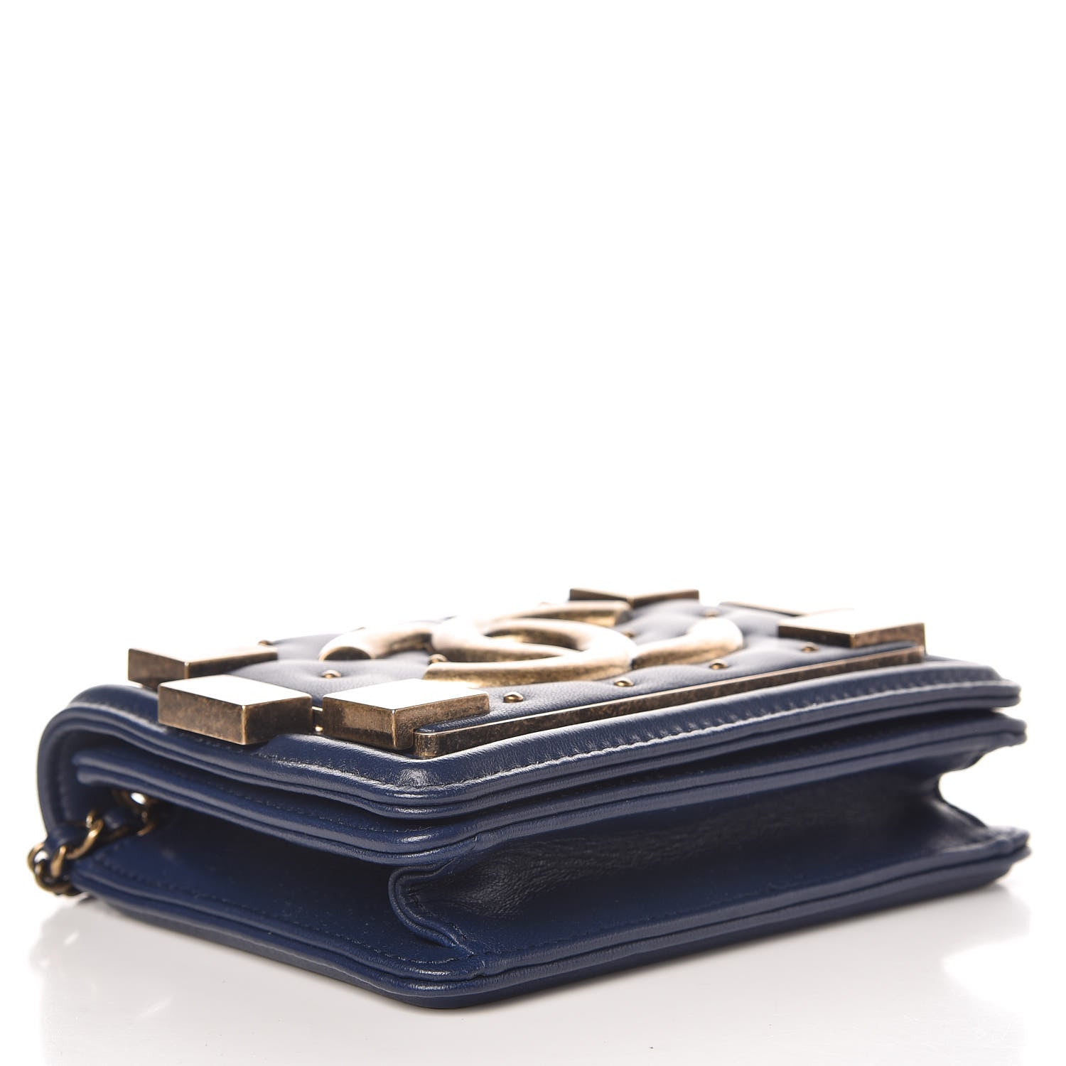 Chanel Lambskin Quilted Studded Boy Brick Flap Blue 4 of 9