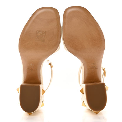 Valentino Garavani Grained Calfskin Roman Stud Ankle Strap 75mm Sandals 39.5 Light Ivory 5 of 9