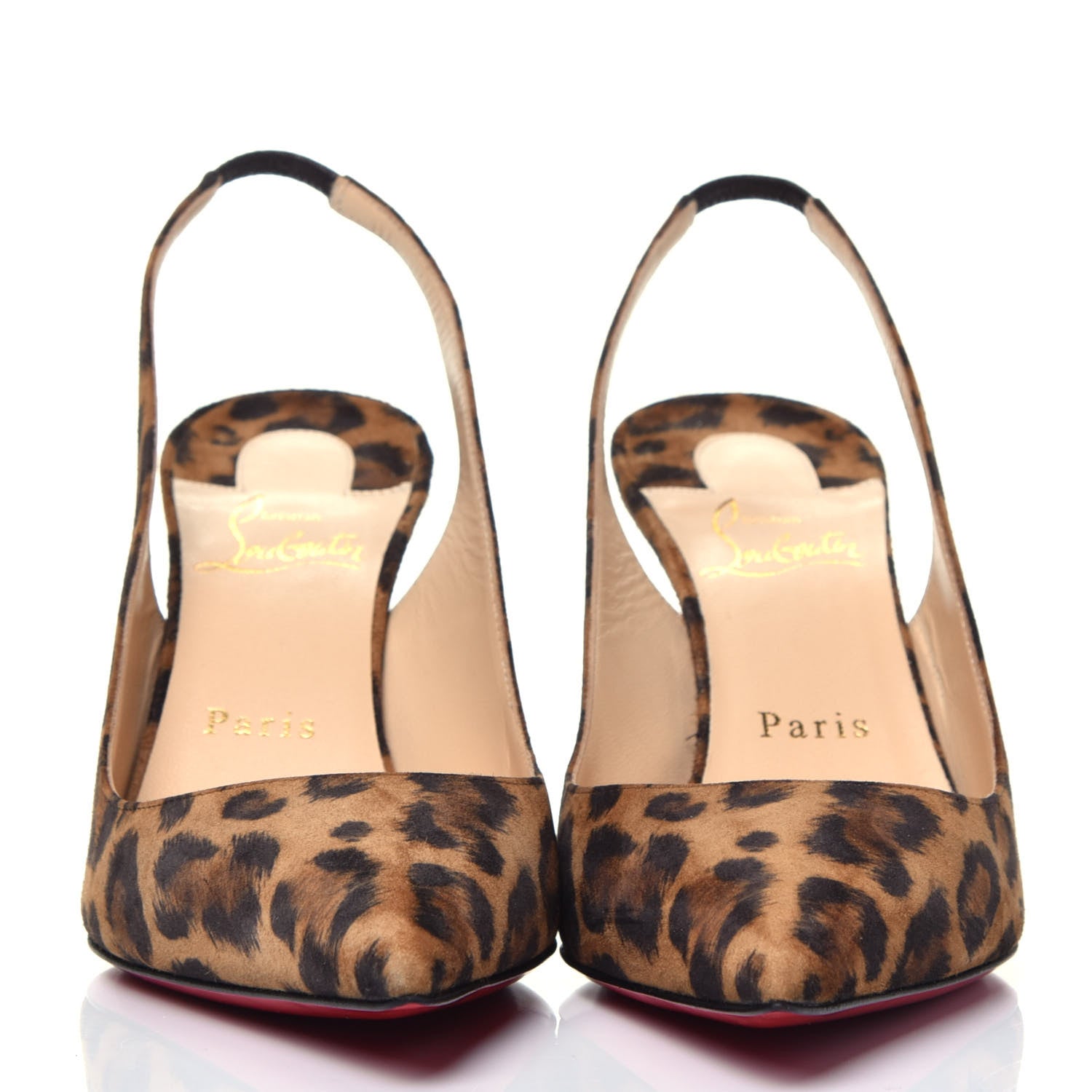 Christian Louboutin Veau Velours Leopard Clare Sling 80 Pumps 38.5 Caramel 2 of 8