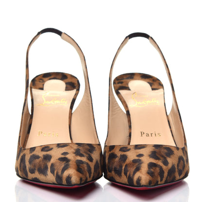 Christian Louboutin Veau Velours Leopard Clare Sling 80 Pumps 38.5 Caramel 2 of 8