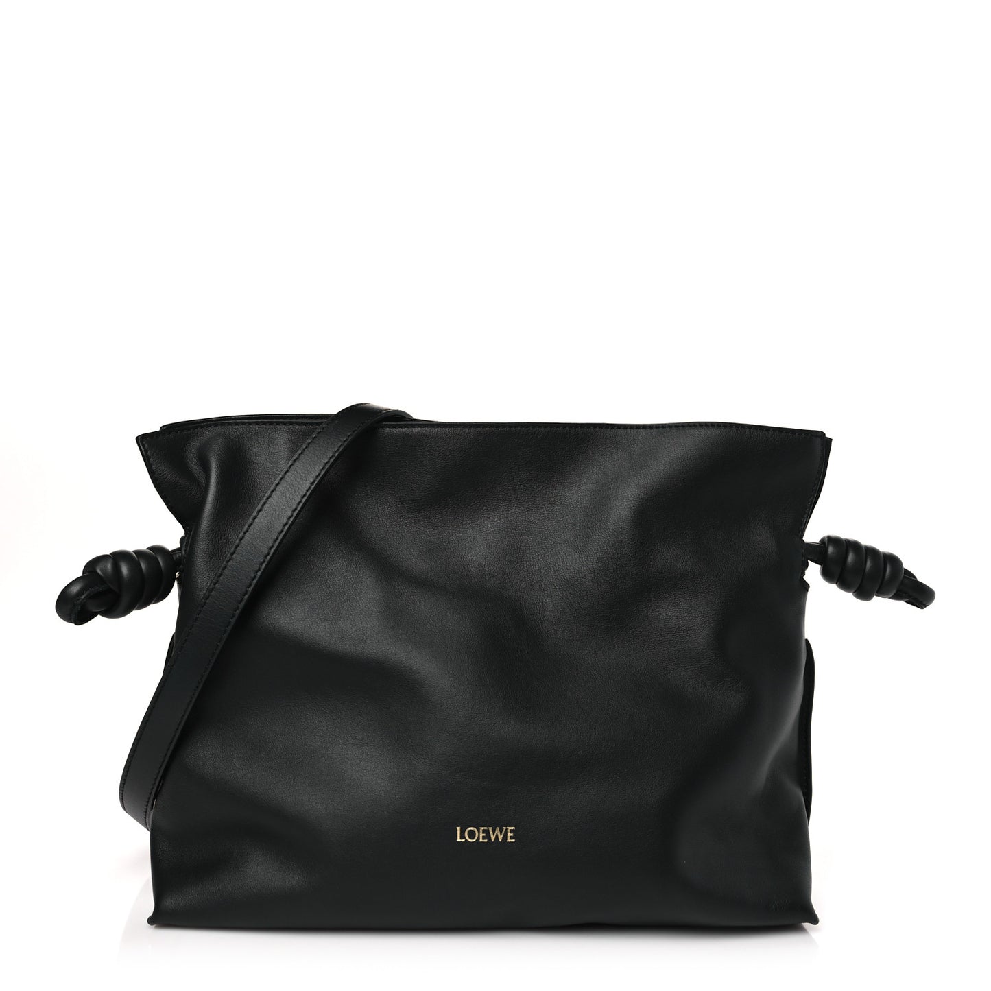 Nappa Flamenco Knot Clutch Black