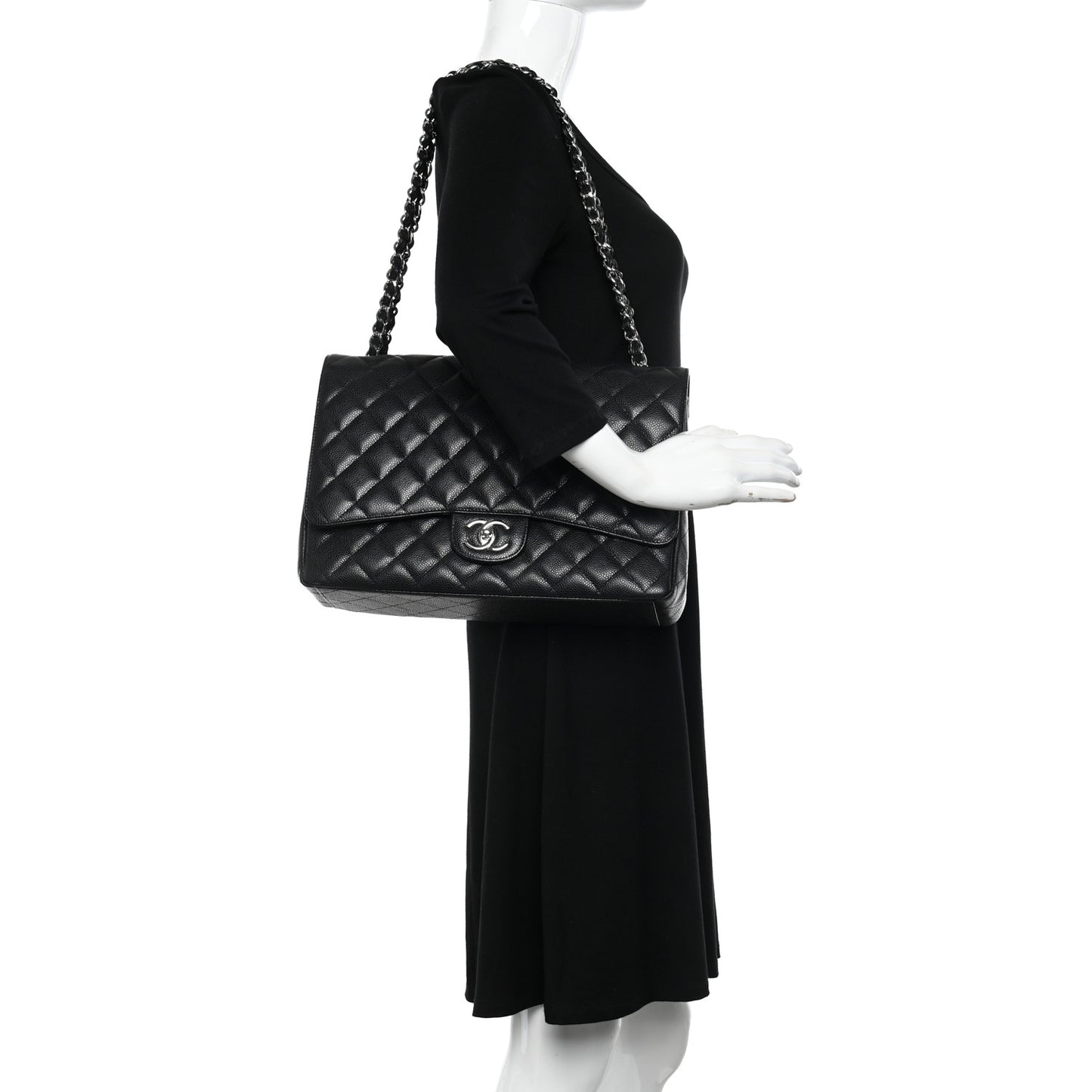 Caviar Quilted Maxi Double Flap Black