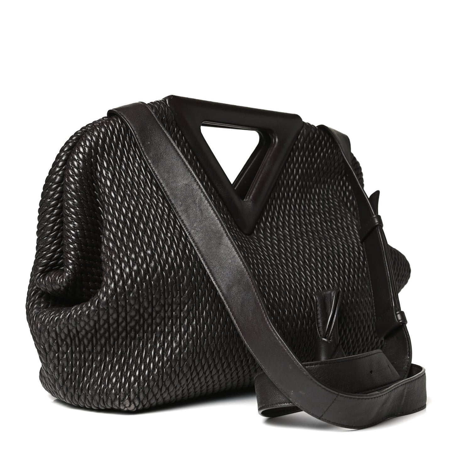 Lambskin Knit Small The Point Triangle Bag Black