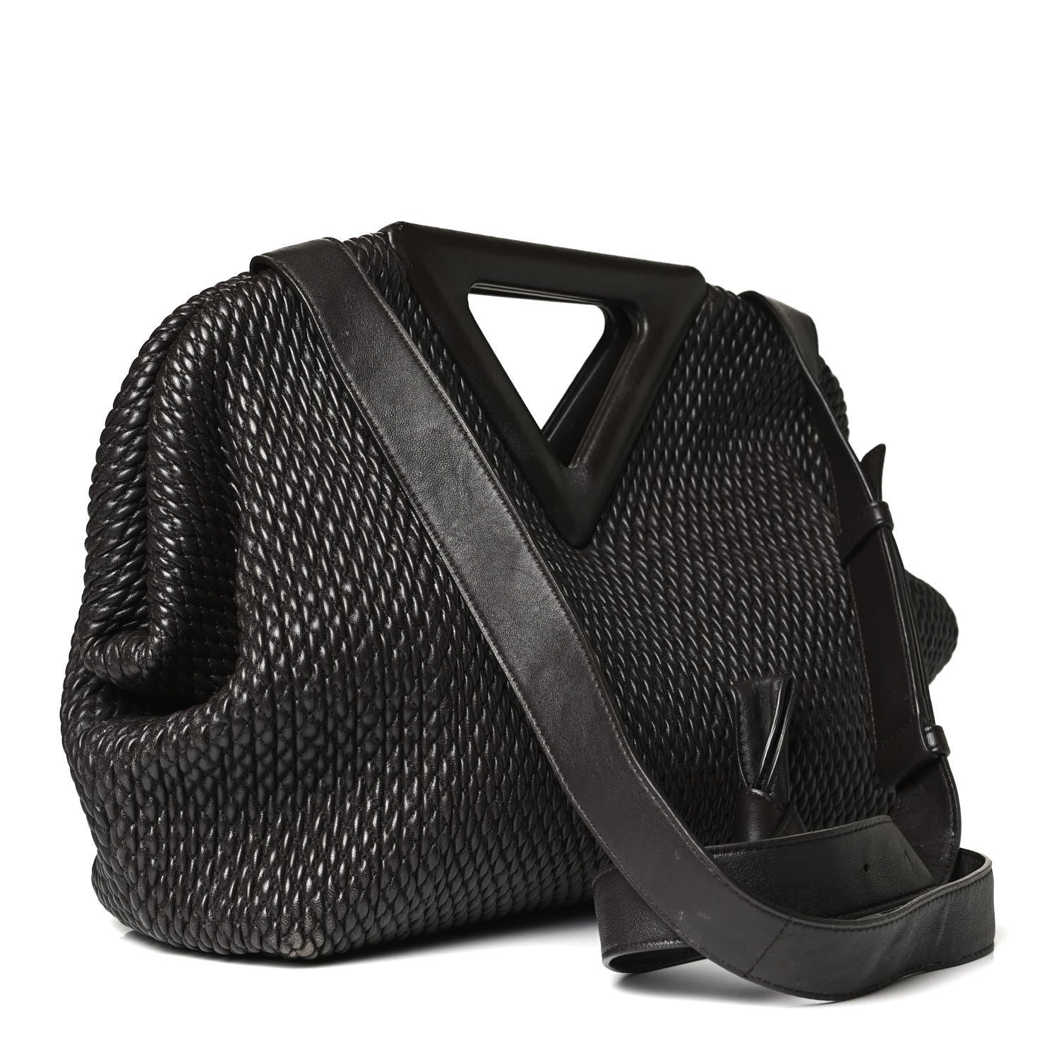 Bottega Veneta Lambskin Knit Small The Point Triangle Bag Black 4 of 12