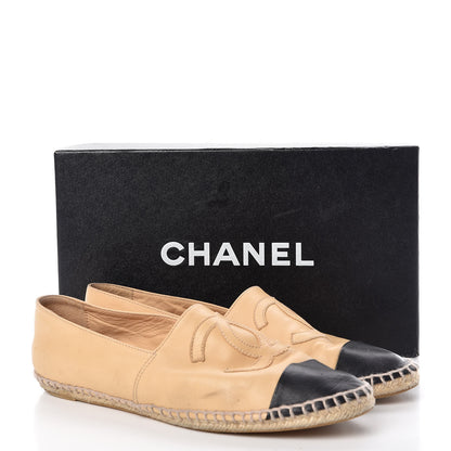 Chanel Lambskin CC Espadrilles 40 Beige Black 14 of 14