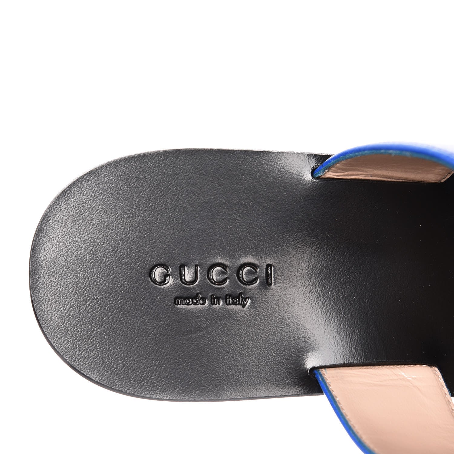 Gucci Calfskin Double G Thong Sandals 36.5 Shiny Electric Blue 7 of 9