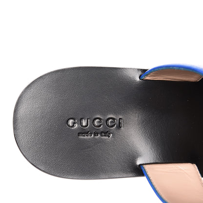 Gucci Calfskin Double G Thong Sandals 36.5 Shiny Electric Blue 7 of 9