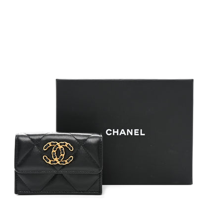 Chanel Lambskin Quilted Chanel 19 Flap Card Holder Black 9 of 9