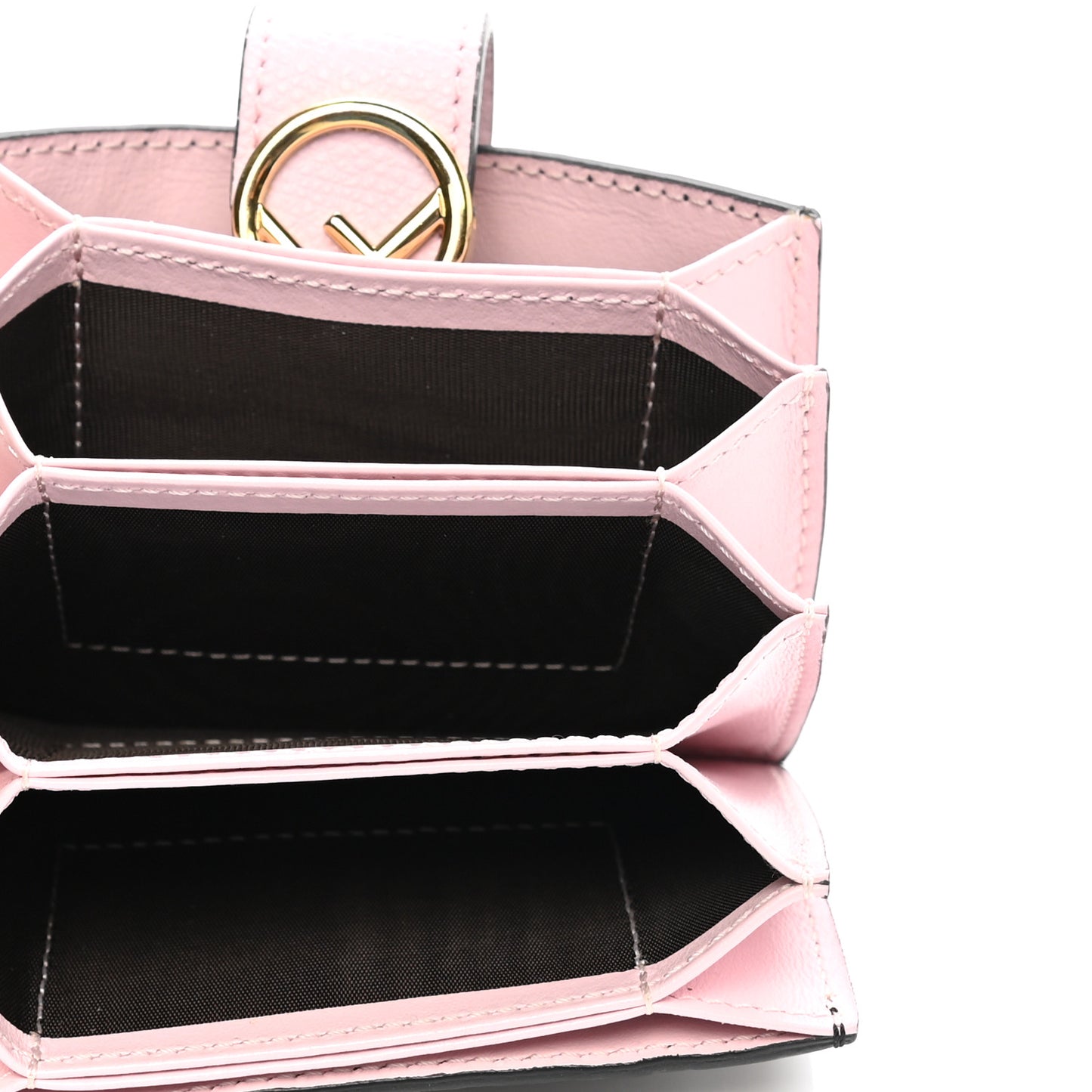 Vitello Cruise F is Fendi Bi-Color FF 1974 Embossed Gusseted Card Holder Maya Black Peonia