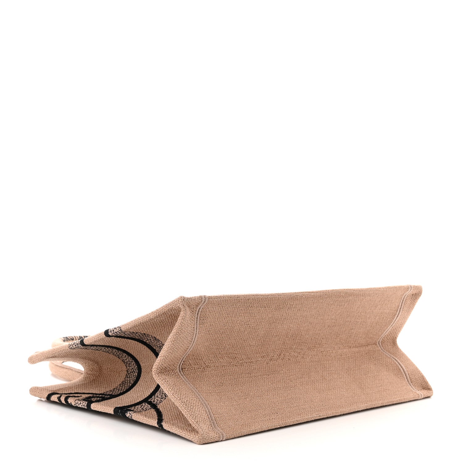 Christian Dior Canvas Jute Embroidered Medium Book Tote Black Beige 4 of 10