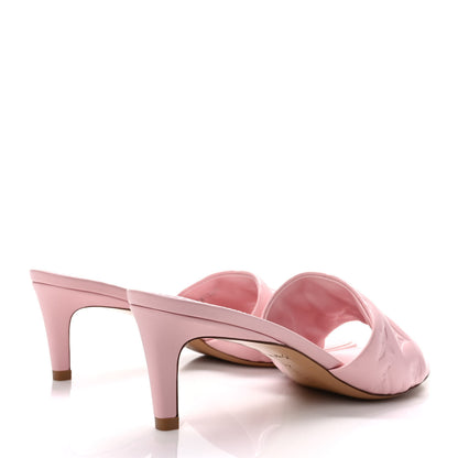 Louis Vuitton Lambskin Embossed Monogram Revival Mid Heel Mules 37 Rose Claire 4 of 8
