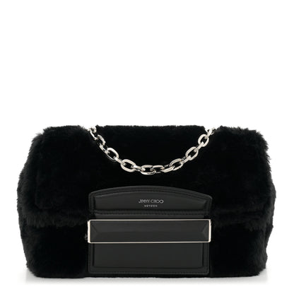 Jimmy Choo Faux Fur Carolina Chain Shoulder Bag Black 1 of 11