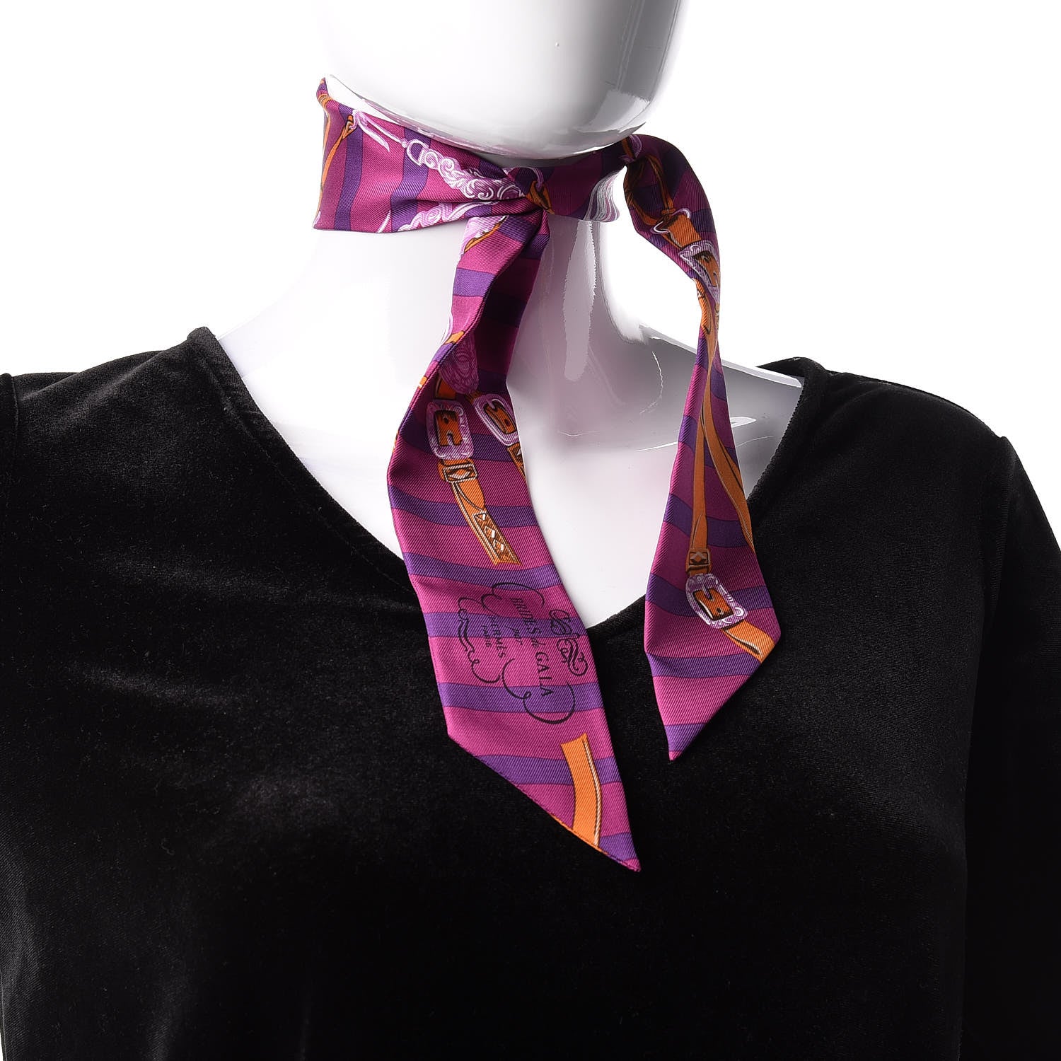 Hermes Silk Brides De Gala Bayaderes Twilly Fuchsia Violet Orange 2 of 4