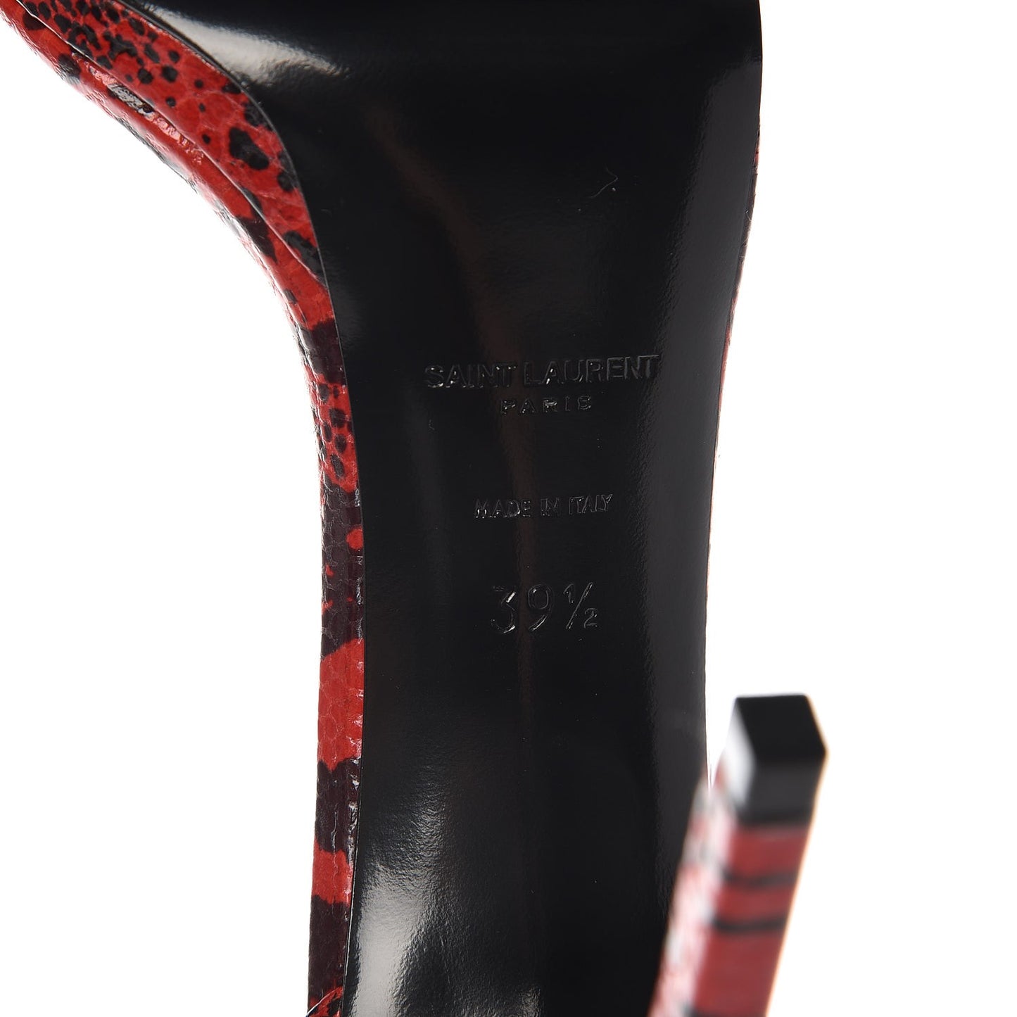 Python Calfskin Embossed Jane 105 Ankle Strap Sandals 39.5 Red Black