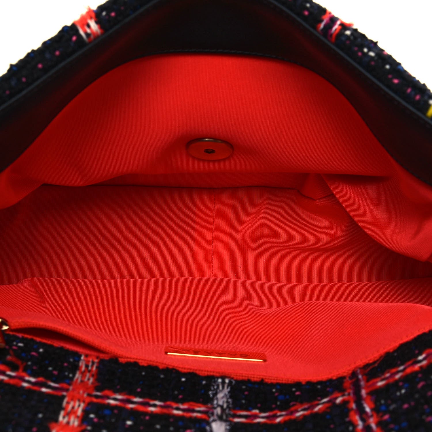 Chanel Tweed Quilted Large Chanel 19 Flap Black Orange Blue 4 of 12
