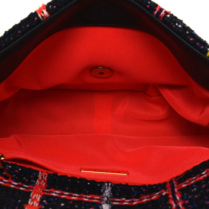 Chanel Tweed Quilted Large Chanel 19 Flap Black Orange Blue 4 of 12