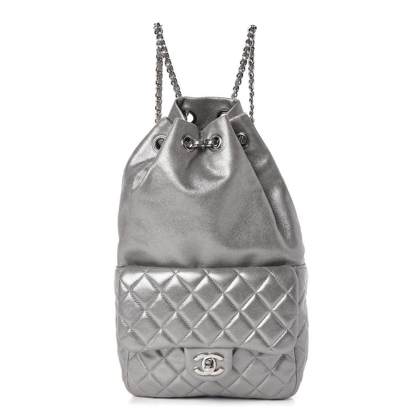 Metallic Lambskin Quilted Small In Seoul Backpack Silver