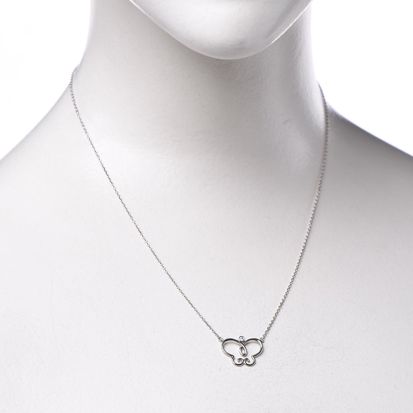 18K White Gold Diamond Paloma Picasso Butterfly Pendant Necklace