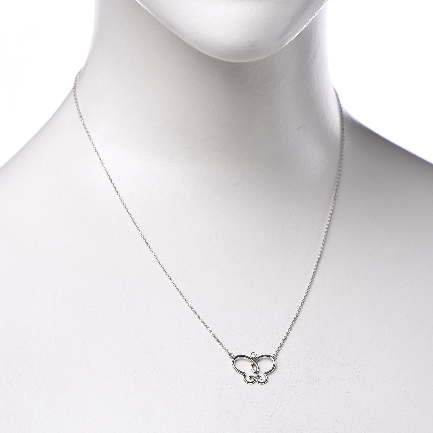 Tiffany 18K White Gold Diamond Paloma Picasso Butterfly Pendant Necklace 2 of 6