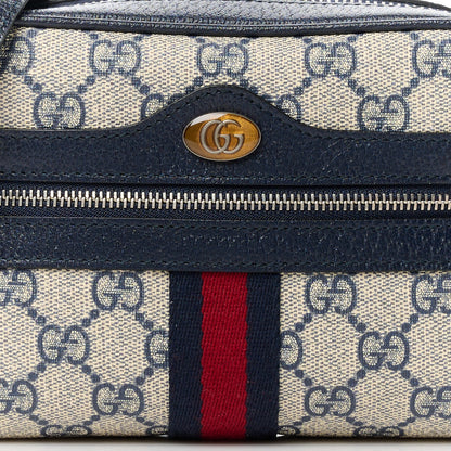 Gucci GG Supreme Monogram Textured Dollar Calfskin Web Mini Ophidia Shoulder Bag Beige Blue 8 of 10