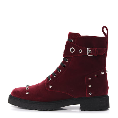 Fendi Velvet Studded FF Combat Boots 39.5 Bordeaux 1 of 8