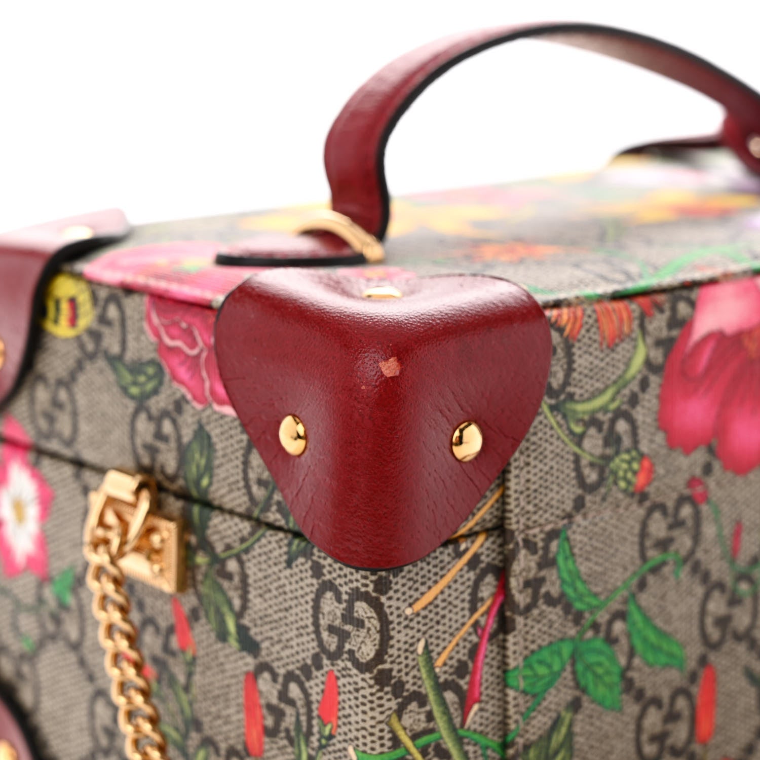 Gucci GG Supreme Monogram Flora Padlock Jewelry Case Red 13 of 13