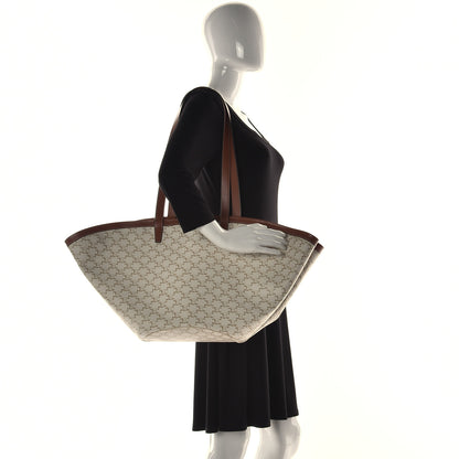 Celine Calfskin Canvas Triomphe Large Couffin White 3 of 13