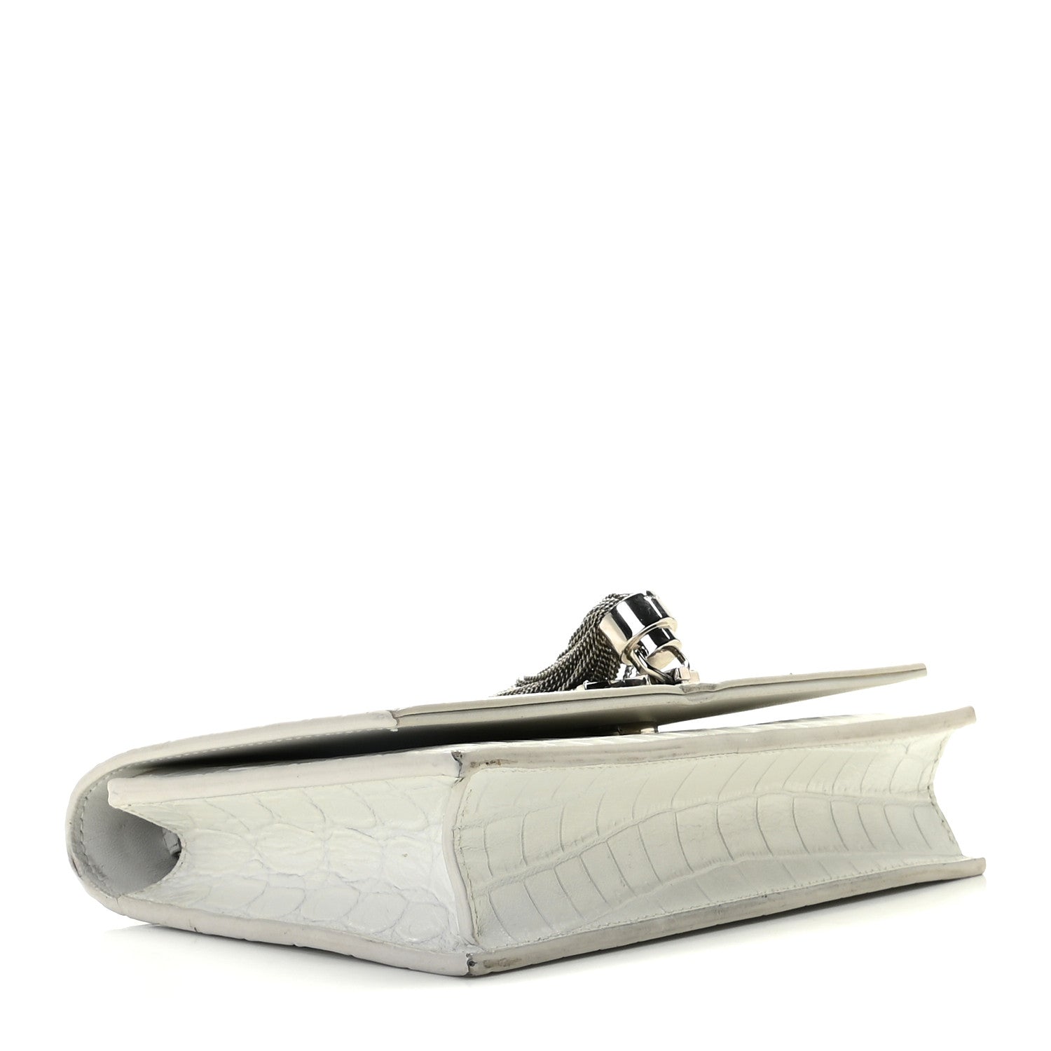 Saint Laurent Calfskin Crocodile Embossed Kate Monogram Tassel Chain Wallet Cremasoft 3 of 10