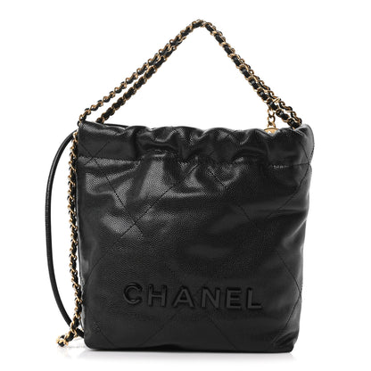 Chanel Shiny Caviar Quilted Monochrome Mini Chanel 22 Black 1 of 11