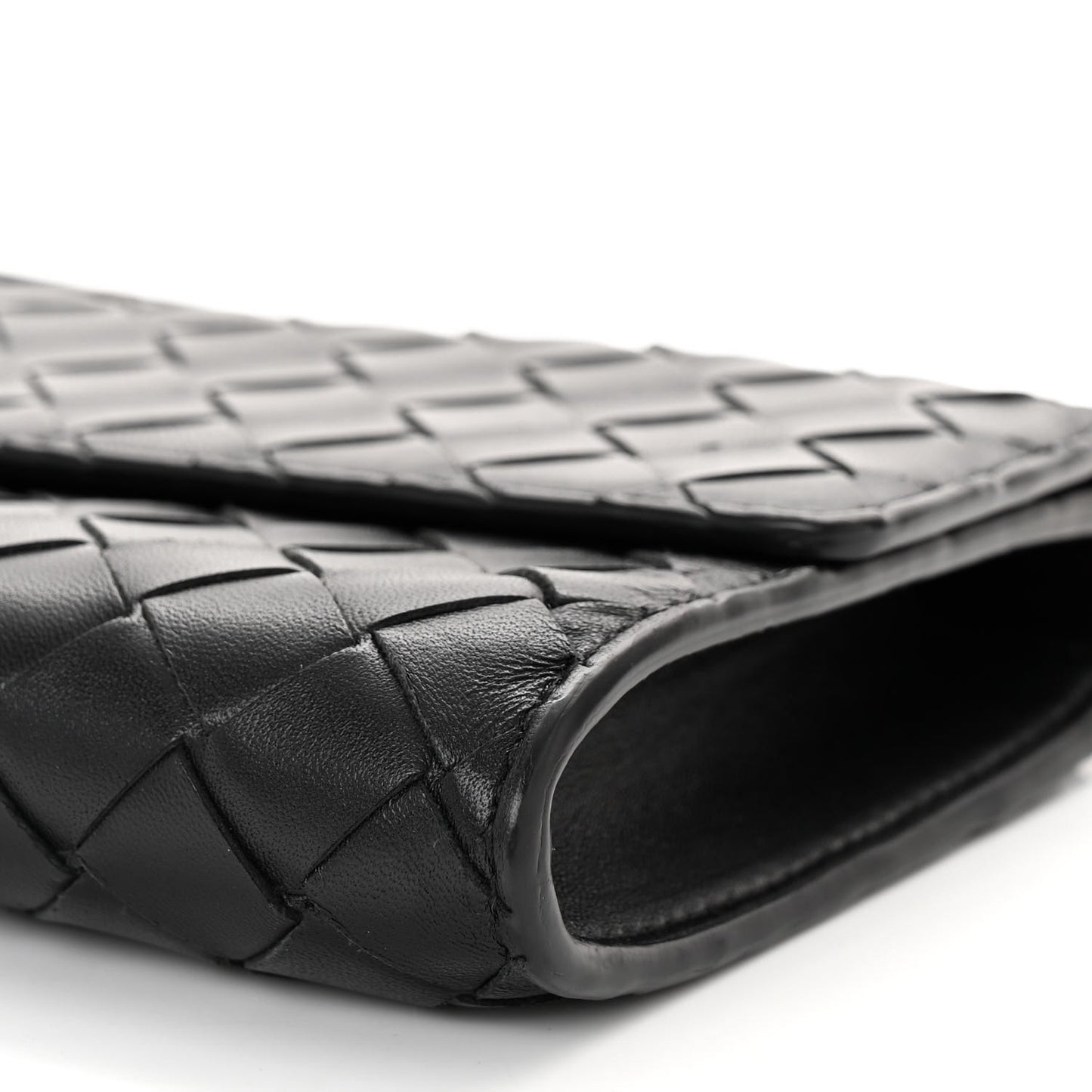 Nappa Intrecciato Long Andiamo Top Handle Clutch Black